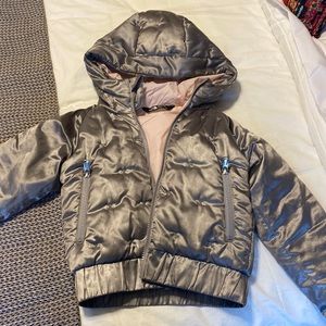 Silver north face girls coat